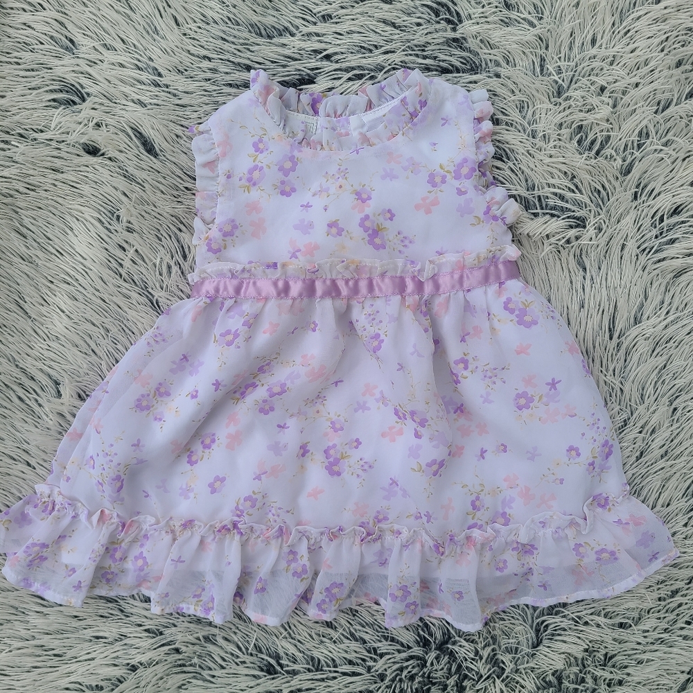 Two-piece Dress Set Purple and pink flowers 3-6 months
